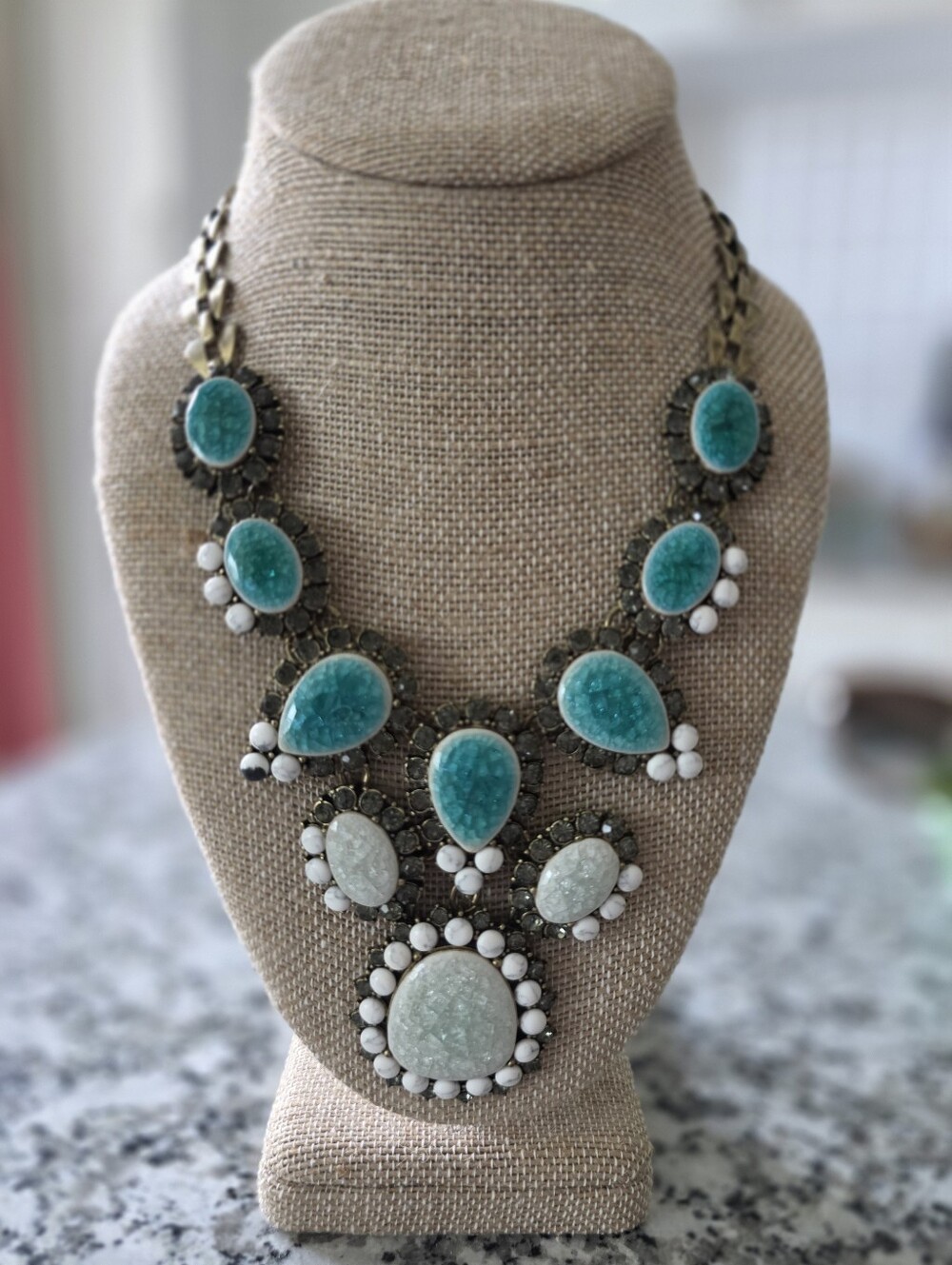 Chloe + Isabel Teal and White Statement Necklace